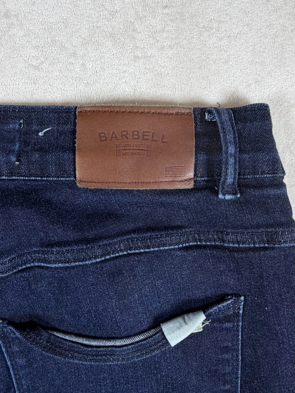 Barbell Apparel 32W 32L Dark Blue Straight Jeans Made in USA